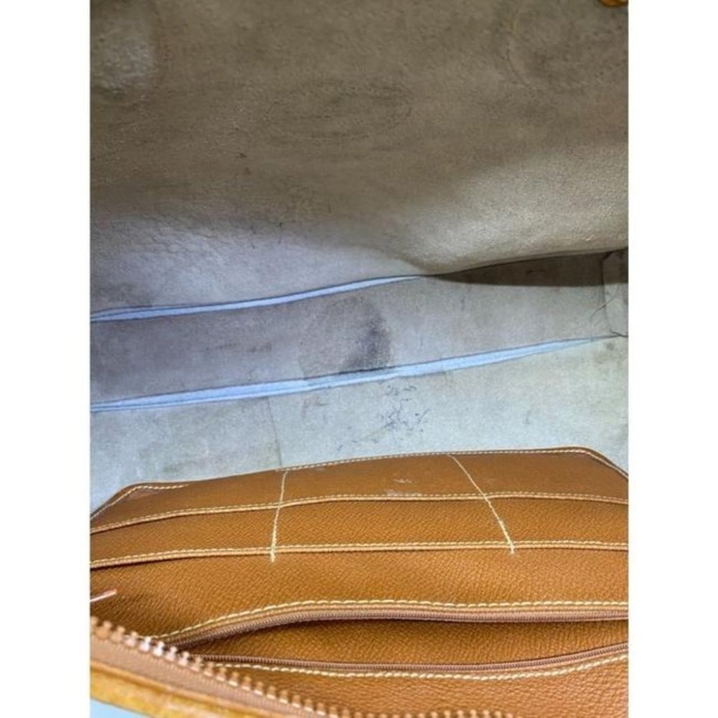 Dooney And Bourke Vintage Large Customized Blue Brown Leather Cross Body…