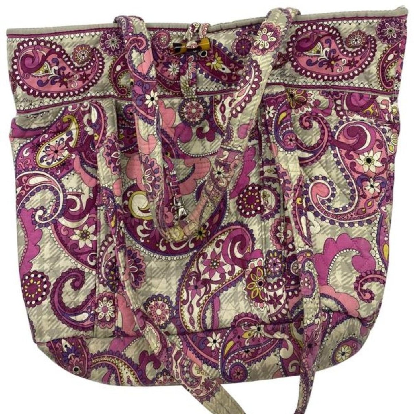 Vera Bradley Purple/ Gray Fabric Large Tote Bag