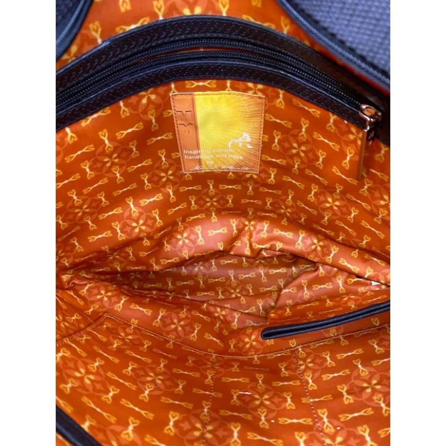Oilcloth Orange Brown Large Nylon Tote Bag