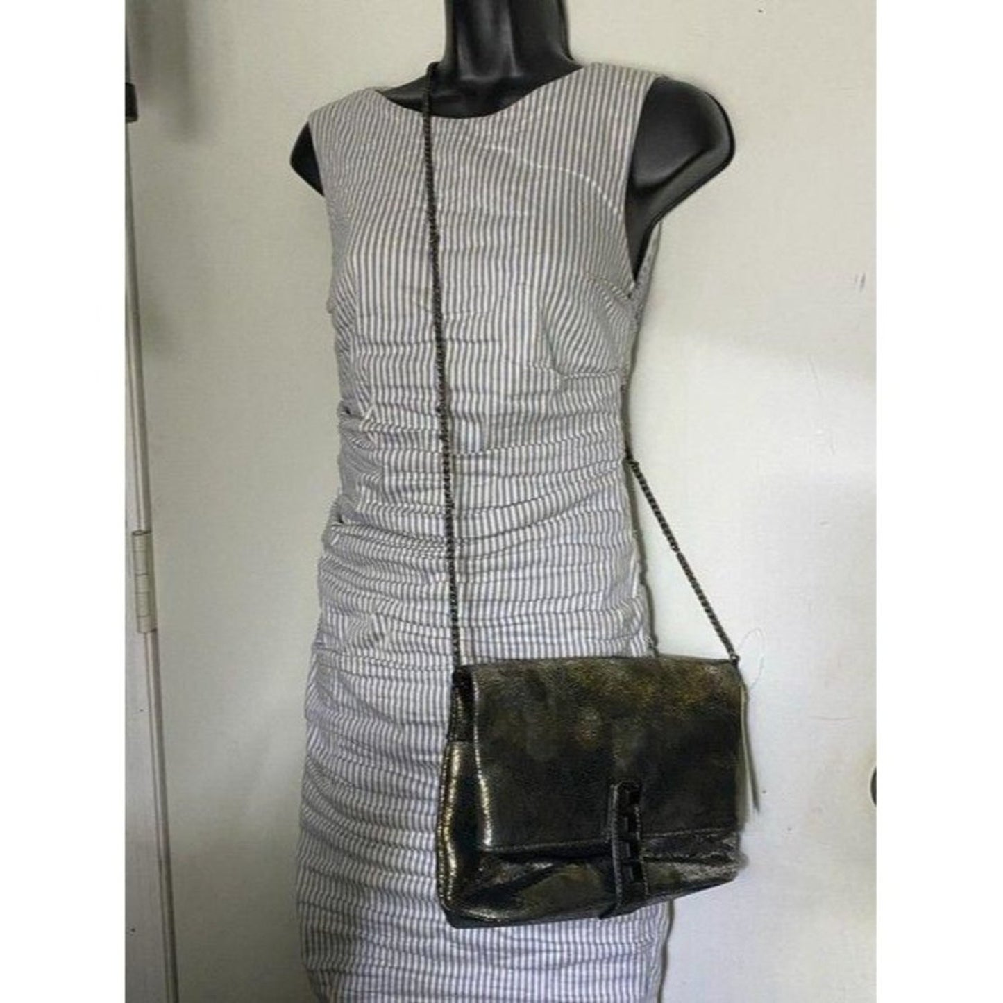 Nicole Miller Msrp Black Gold Leather Cross Body B