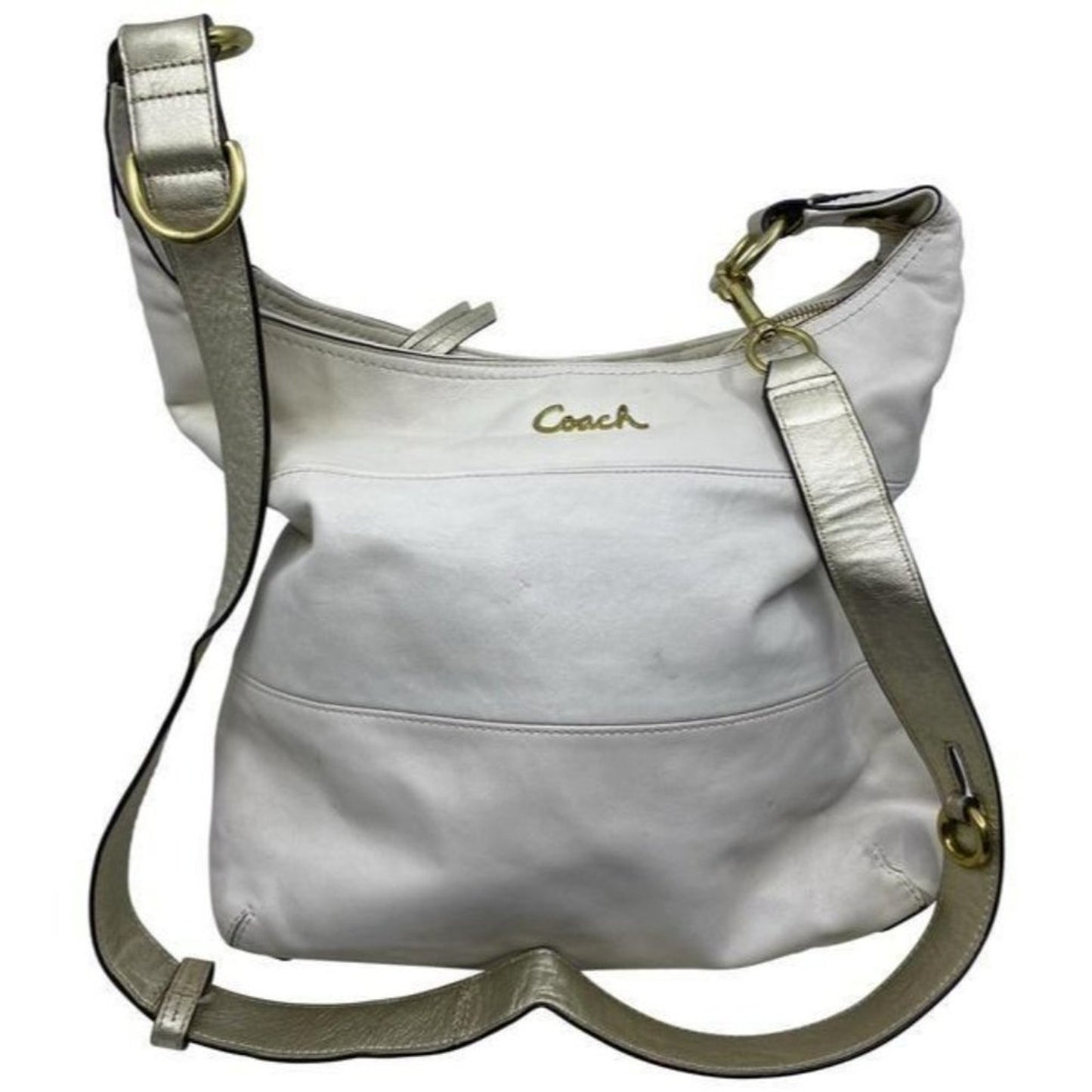 coach white gold leather cross body bag