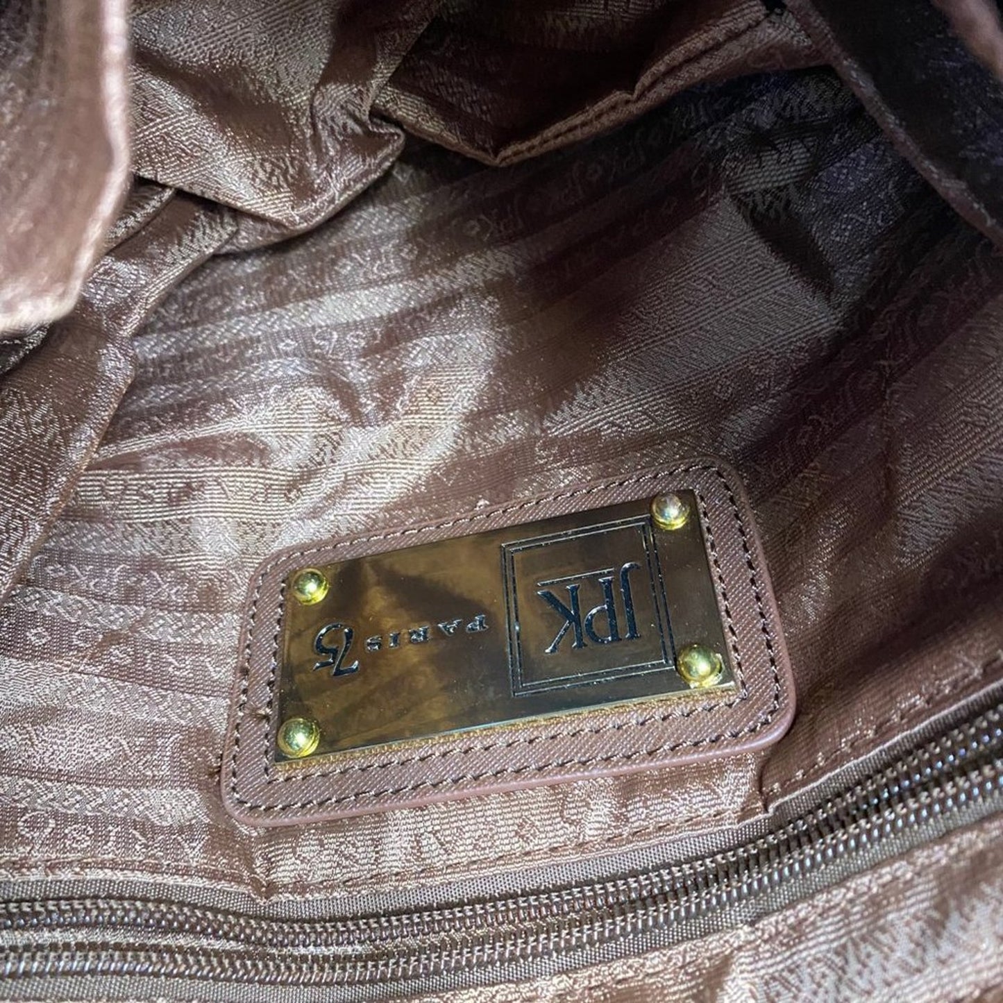 JPK Paris Brown Nylon Shoulder Bag