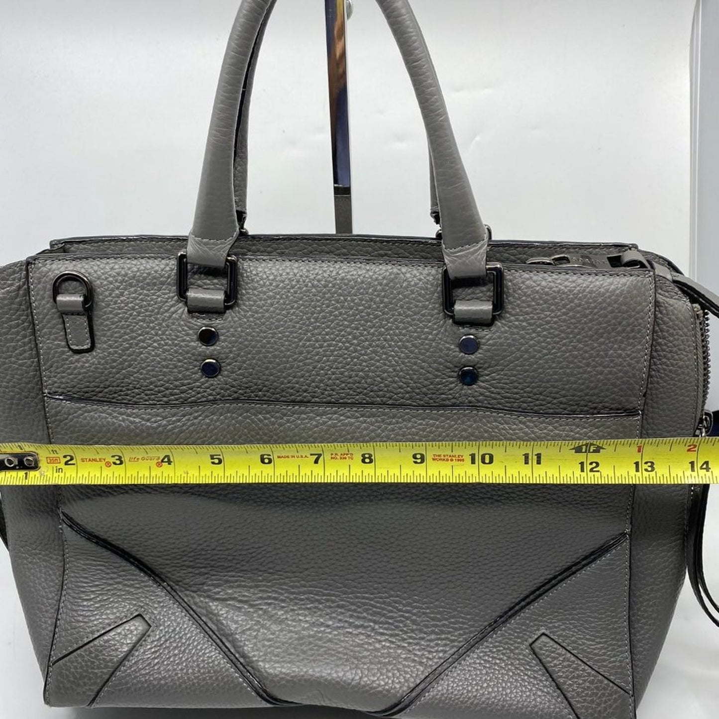 Sorial Gray Grain Leather Handbag