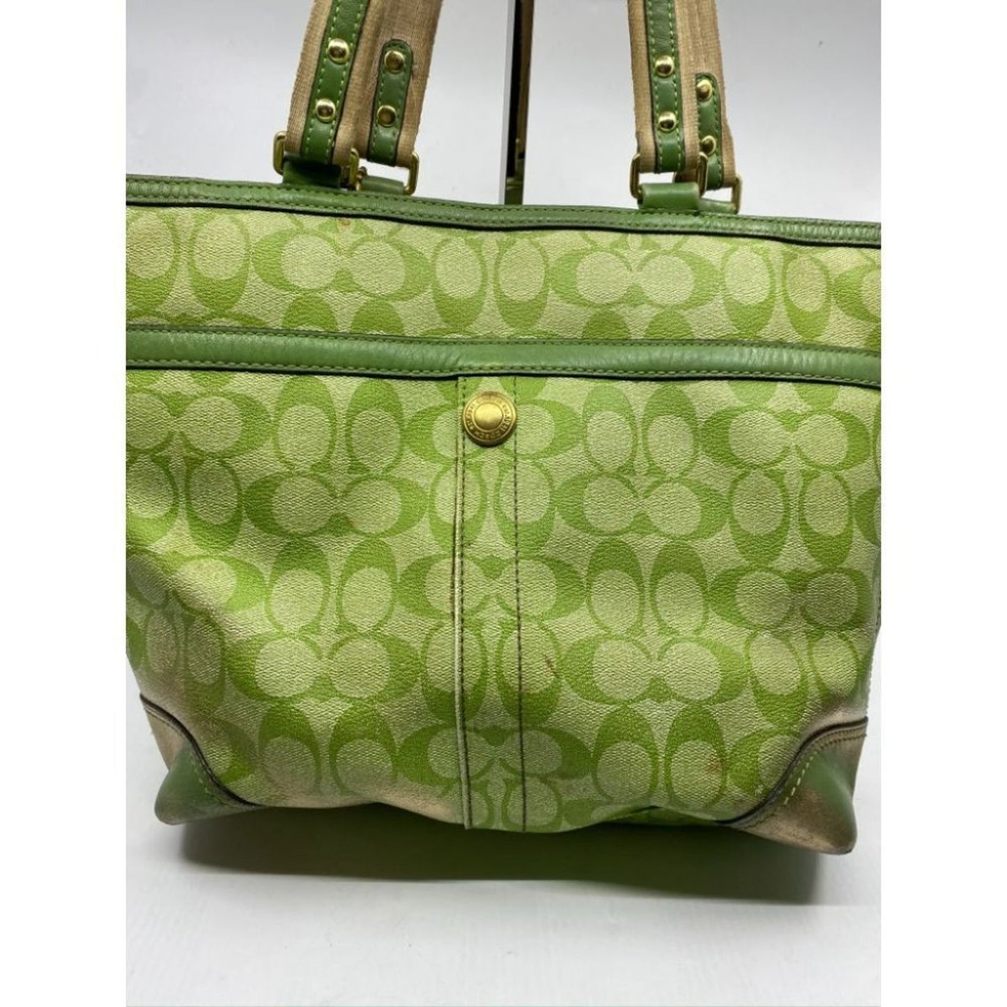 COACH Customized w/ Applique Green Tote Bag
