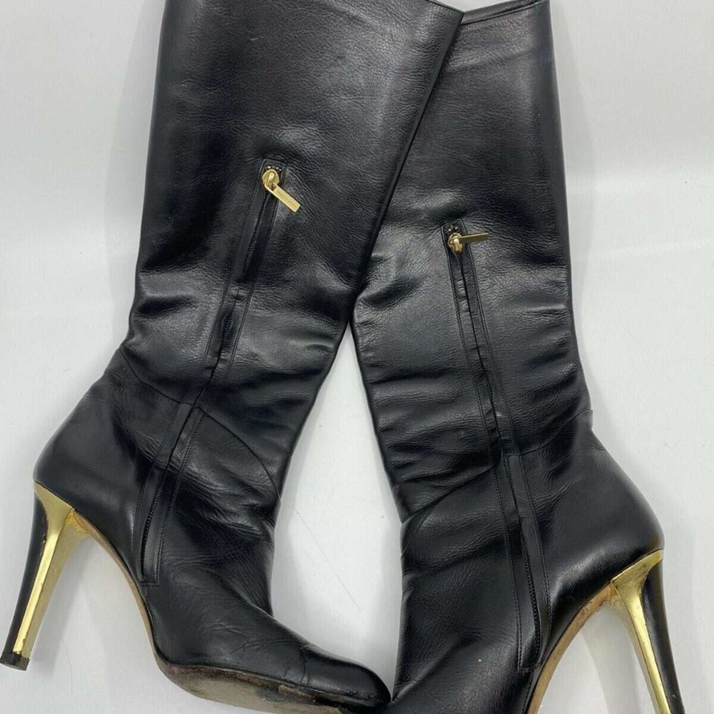 JIMMY CHOO Black Leather Knee high boots 7.5