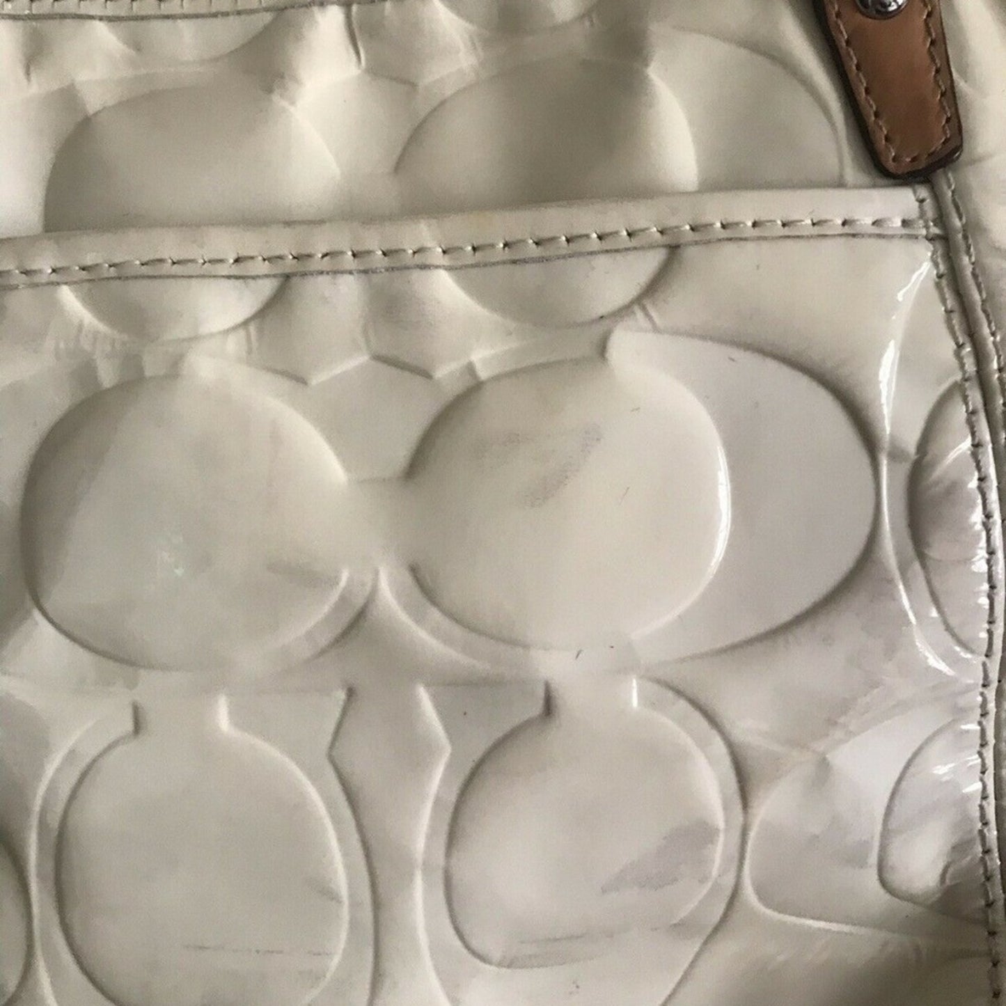 COACH Cream Leather All Over Logo Handbag