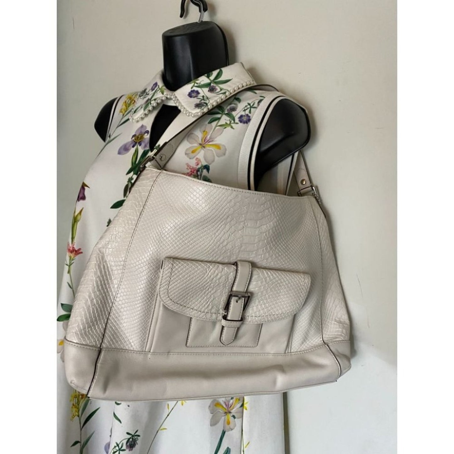 COACH Large White Leather Tote Bag