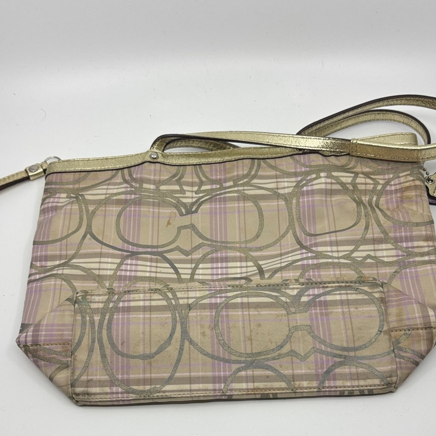 Coach Beige and Gold Shoulder Bag