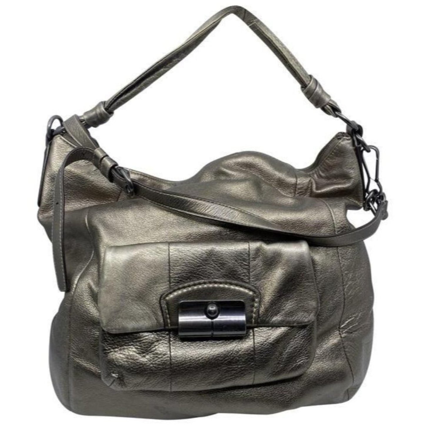 Coach xl shoulder gold leather cross body bag