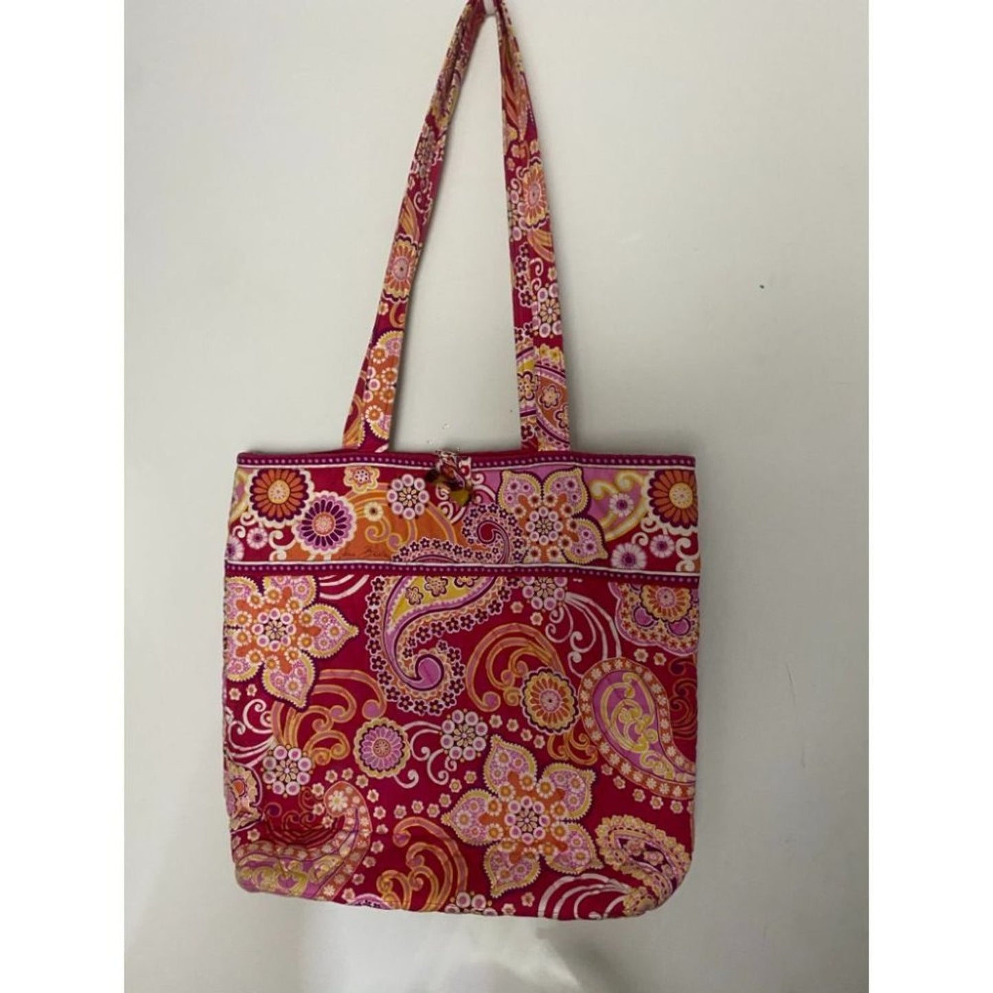 VERA BRADLEY Red Orange Large Quilted Tote Bag