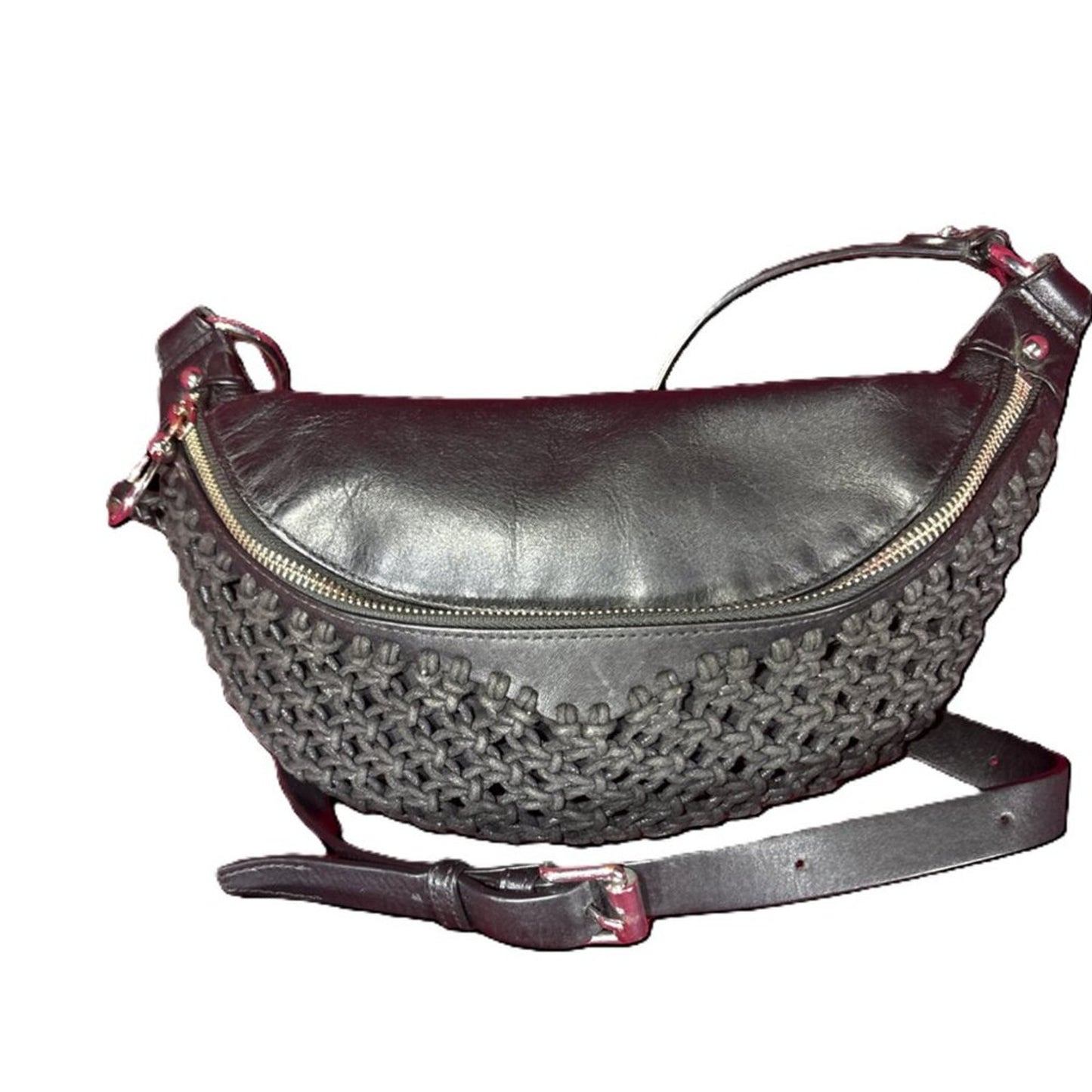Rebecca Minkoff Julian Hobo Belt Bag - Black Woven Leather