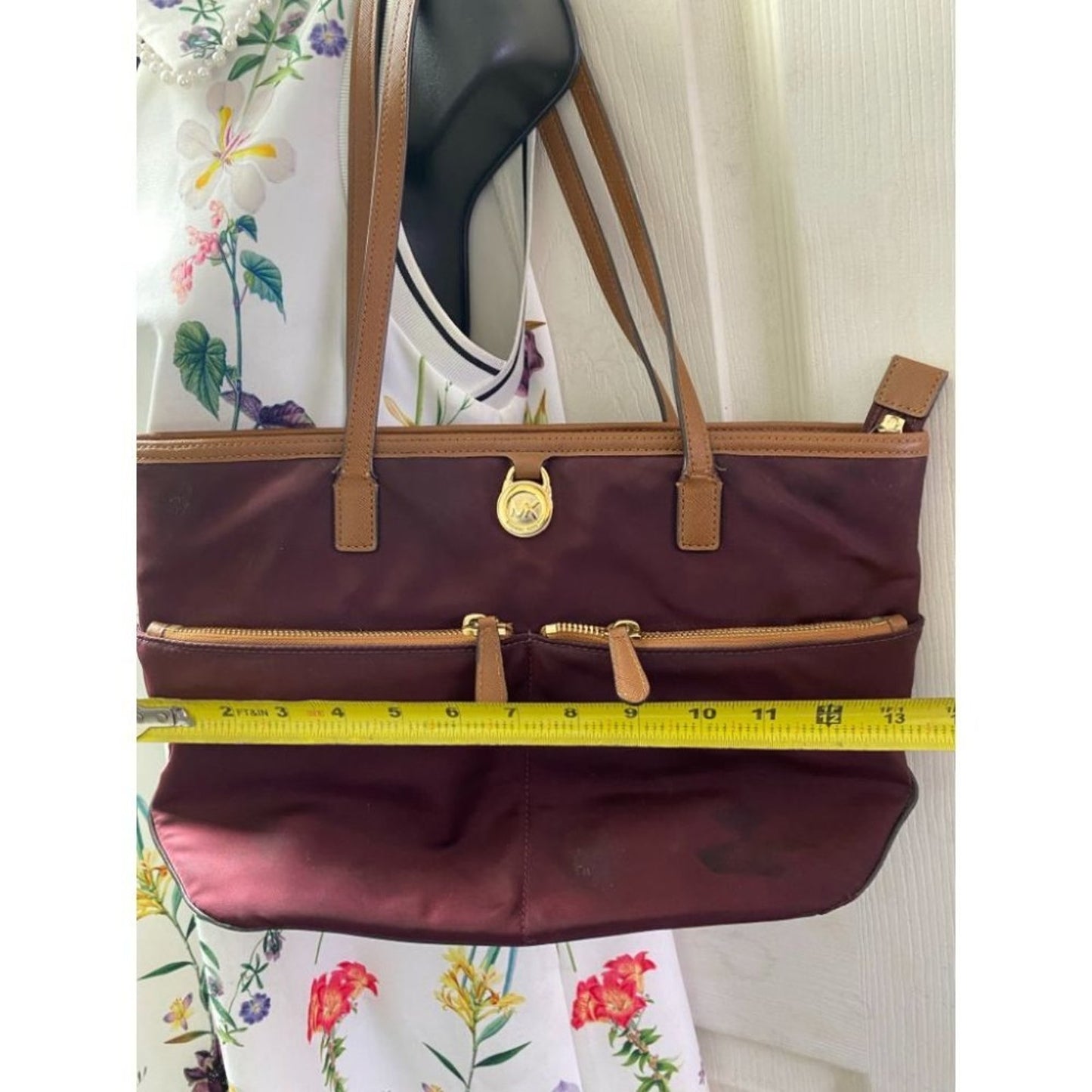 Michael Kors Maroon Nylon Tote Bag