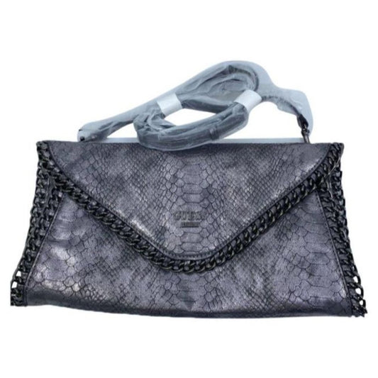 Guess Gray Snakeskin Faux Leather Shoulder Bag