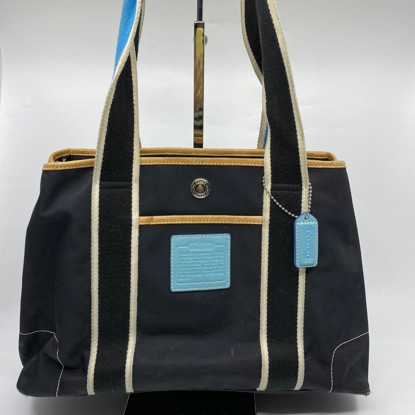 COACH M Size Black Fabric Shoppers Tote
