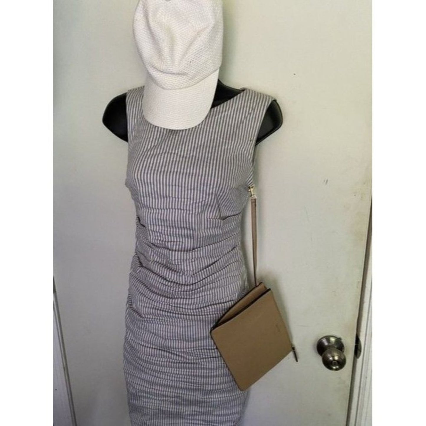 Calvin Klein Clip On Tan Faux Leather Clutch