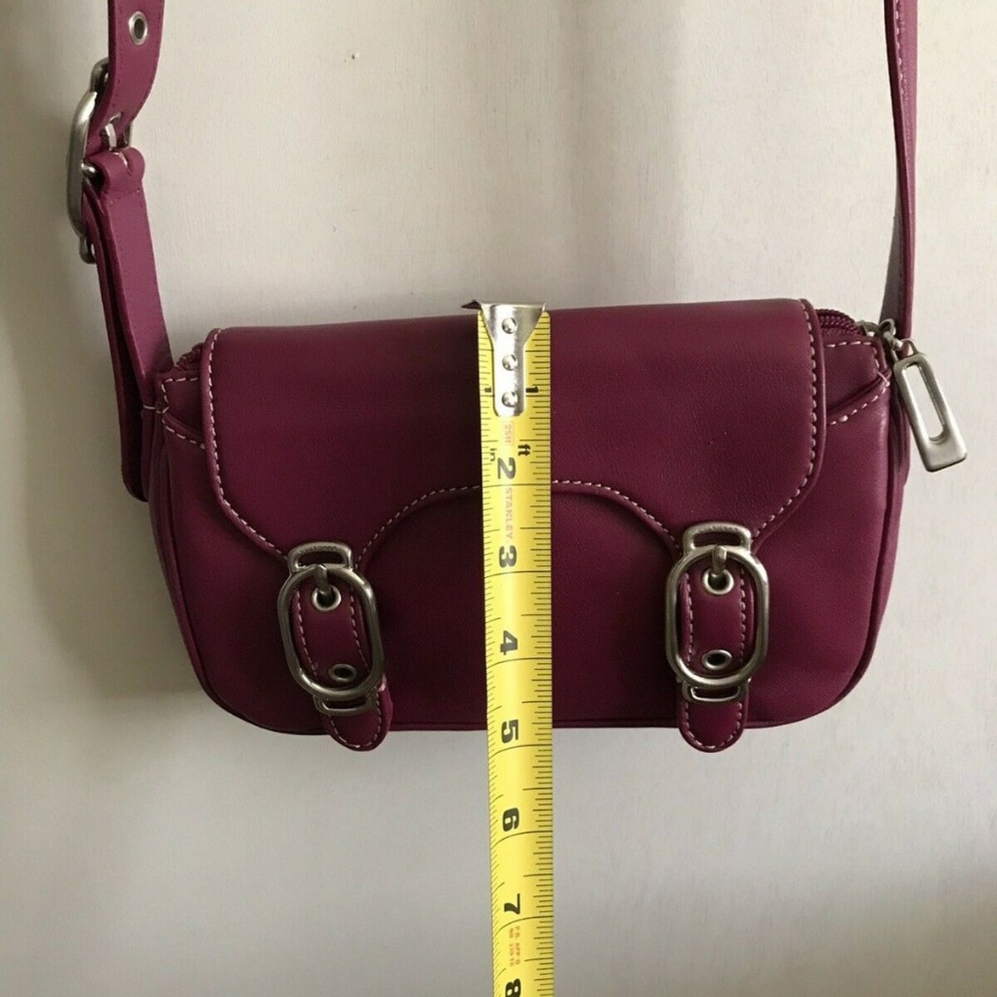 COLE HAAN Small Magenta Leather Crossbody Bag