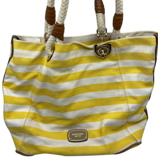 Michael Kors XL Yellow/White Canvas Fabric Handbag