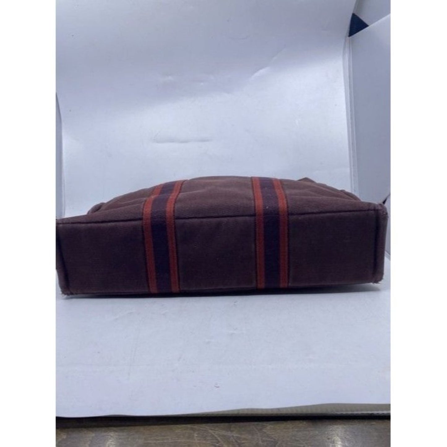 Hermes Toile Fourre Tout Mm Burgundy Fabric Tote