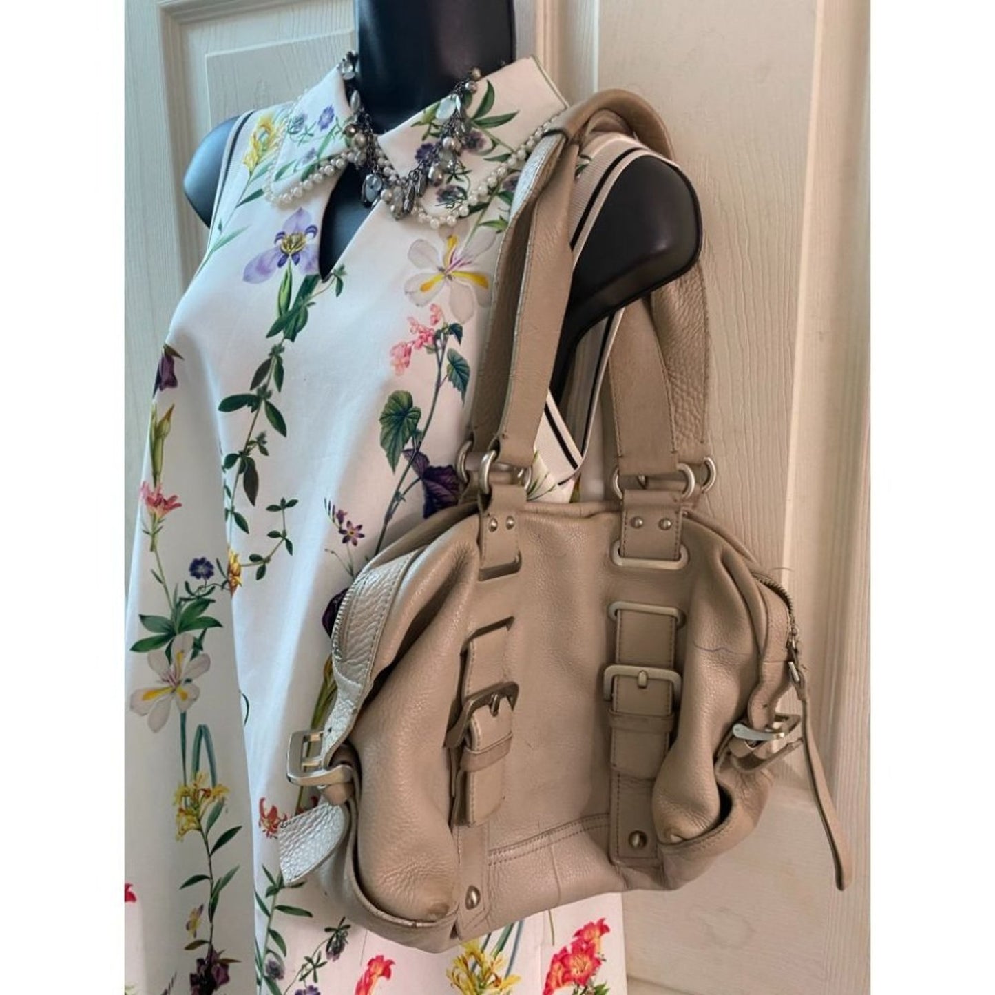 Kenneth Cole Cream Leather Tote/ Shoulder Bag