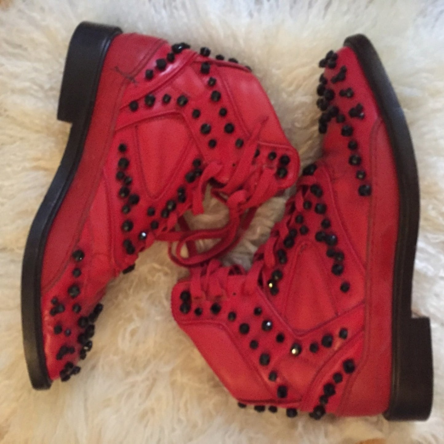 GIVENCHY Men’s Red High Sneakers w/ Stones size 44