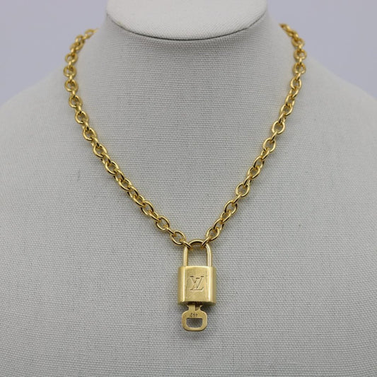 Louis Vuitton Gold Padlock & Key with Second-hand Necklace