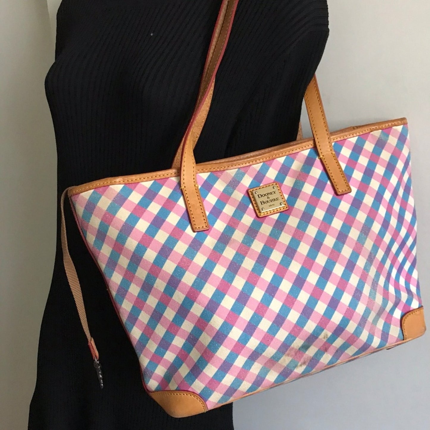 Dooney & Bourke Pink/Blue/White/Tan Shoulder Bag