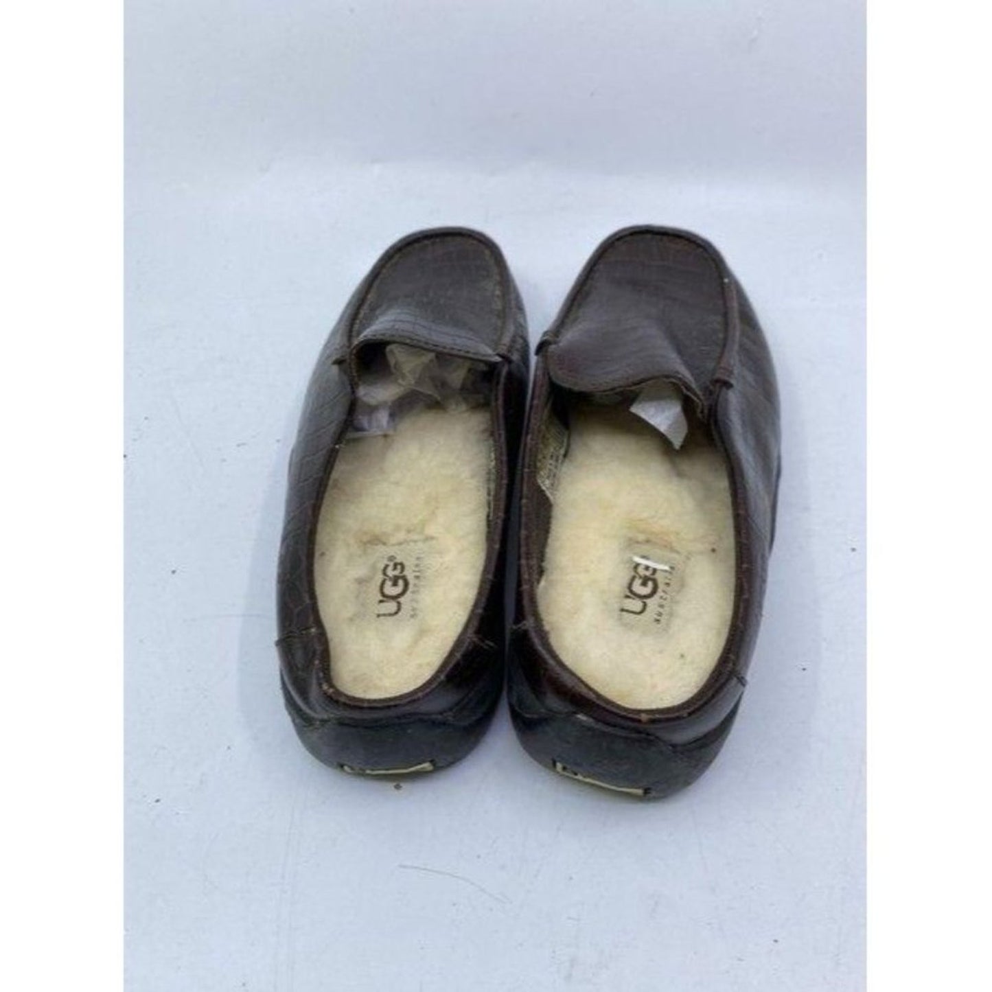 ugg australia brown croc embossed slip on mens fla