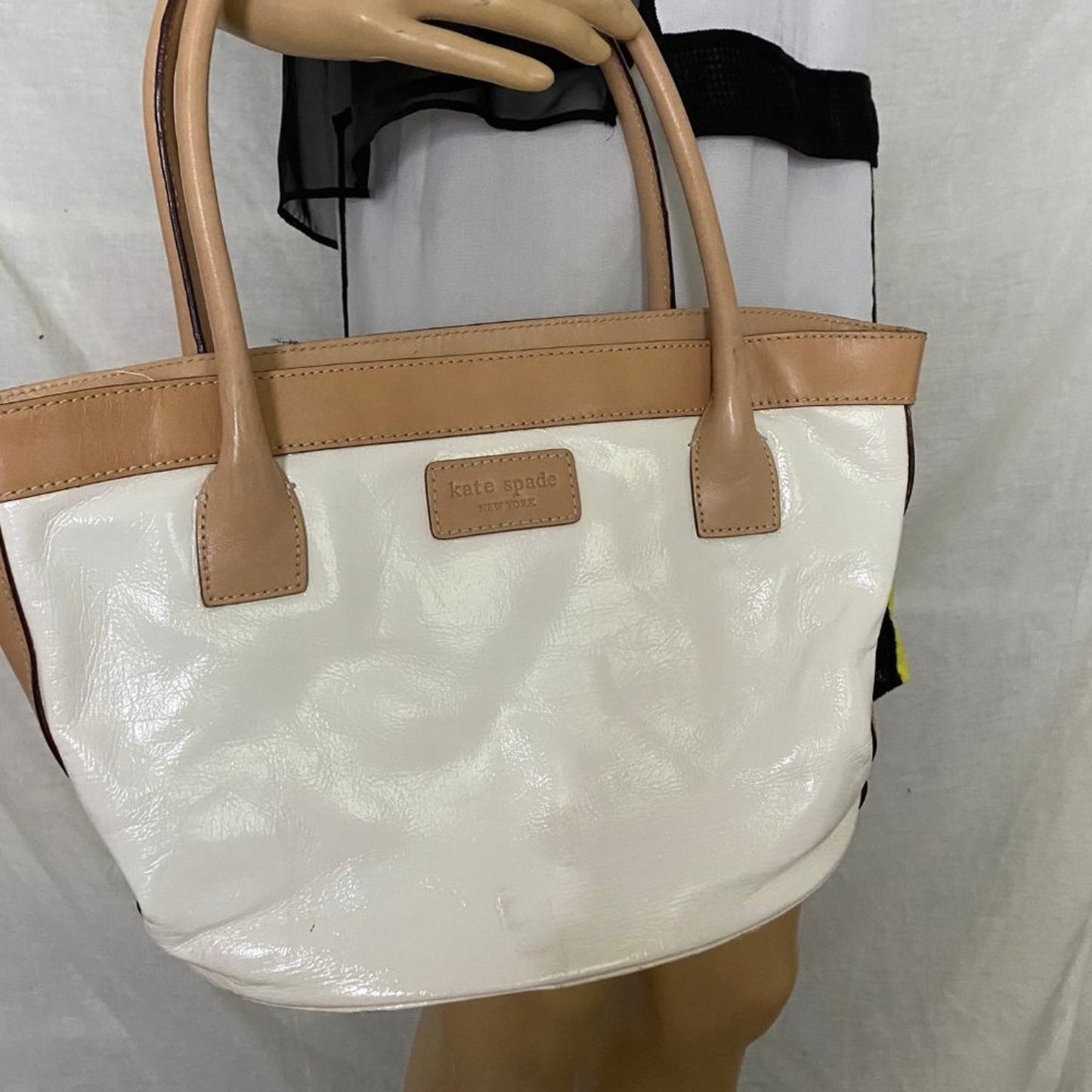 Kate Spade White Tan Leather Medium Size Handbag