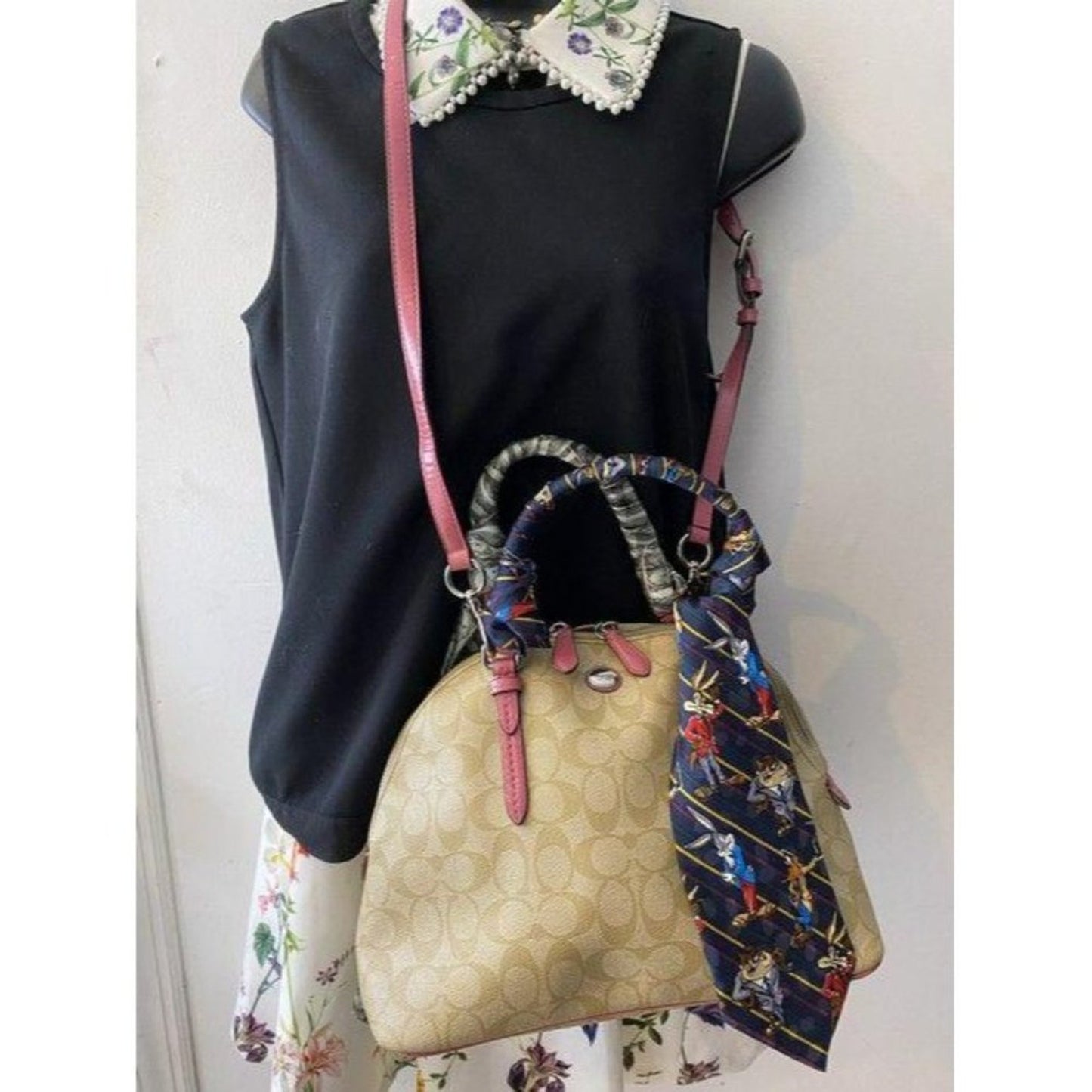 coach customized tan and multicolor cross body bag