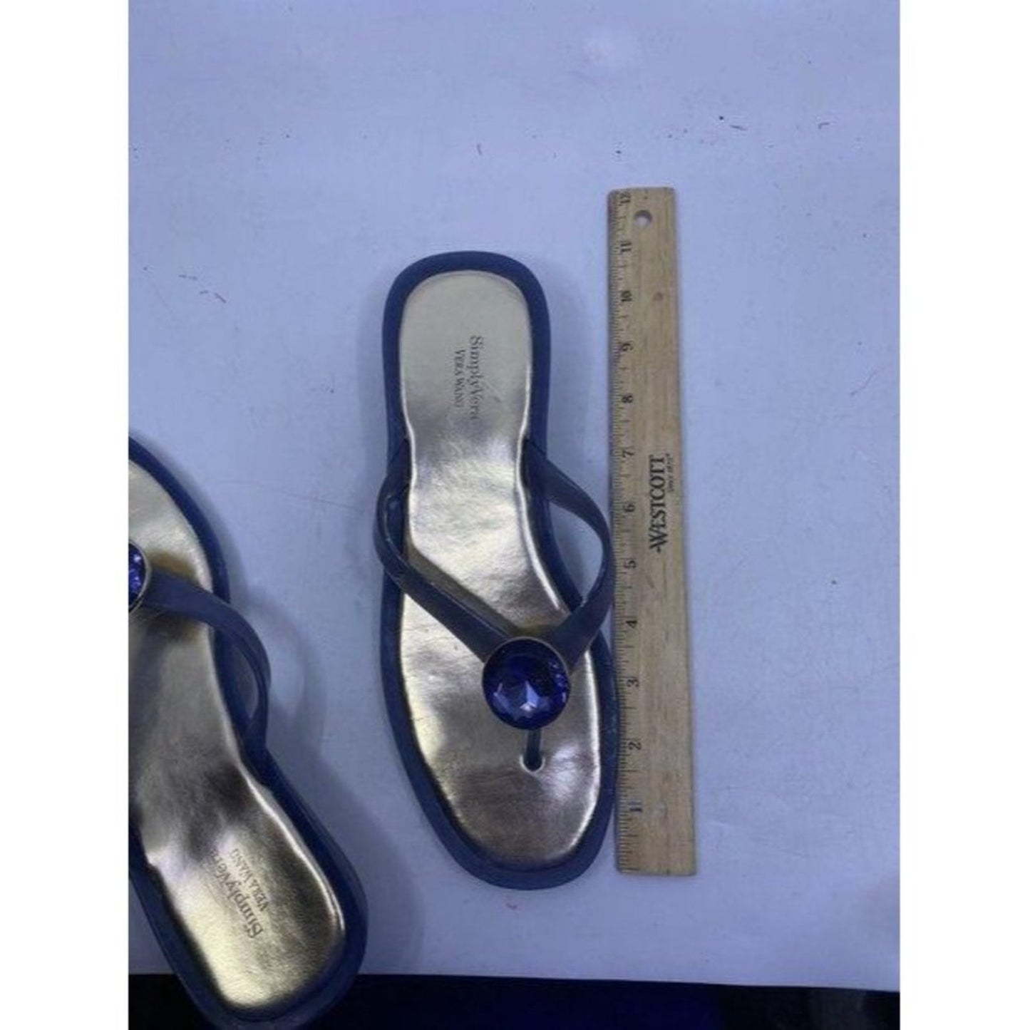 Simply Vera Vera Wang Blue Gold Sandals Size Us