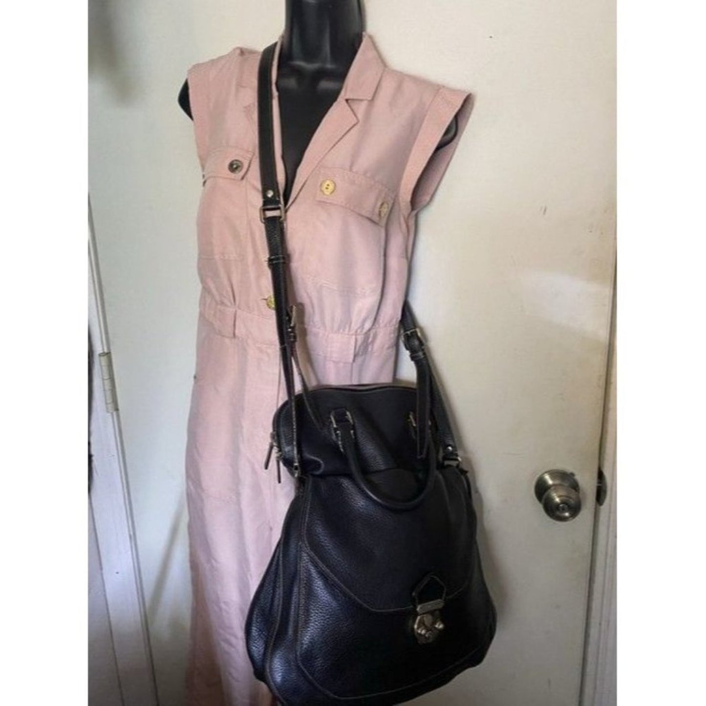 Dolce And Gabbana Miss Catch Fold Over Tote Black Leather Cross Body Bag