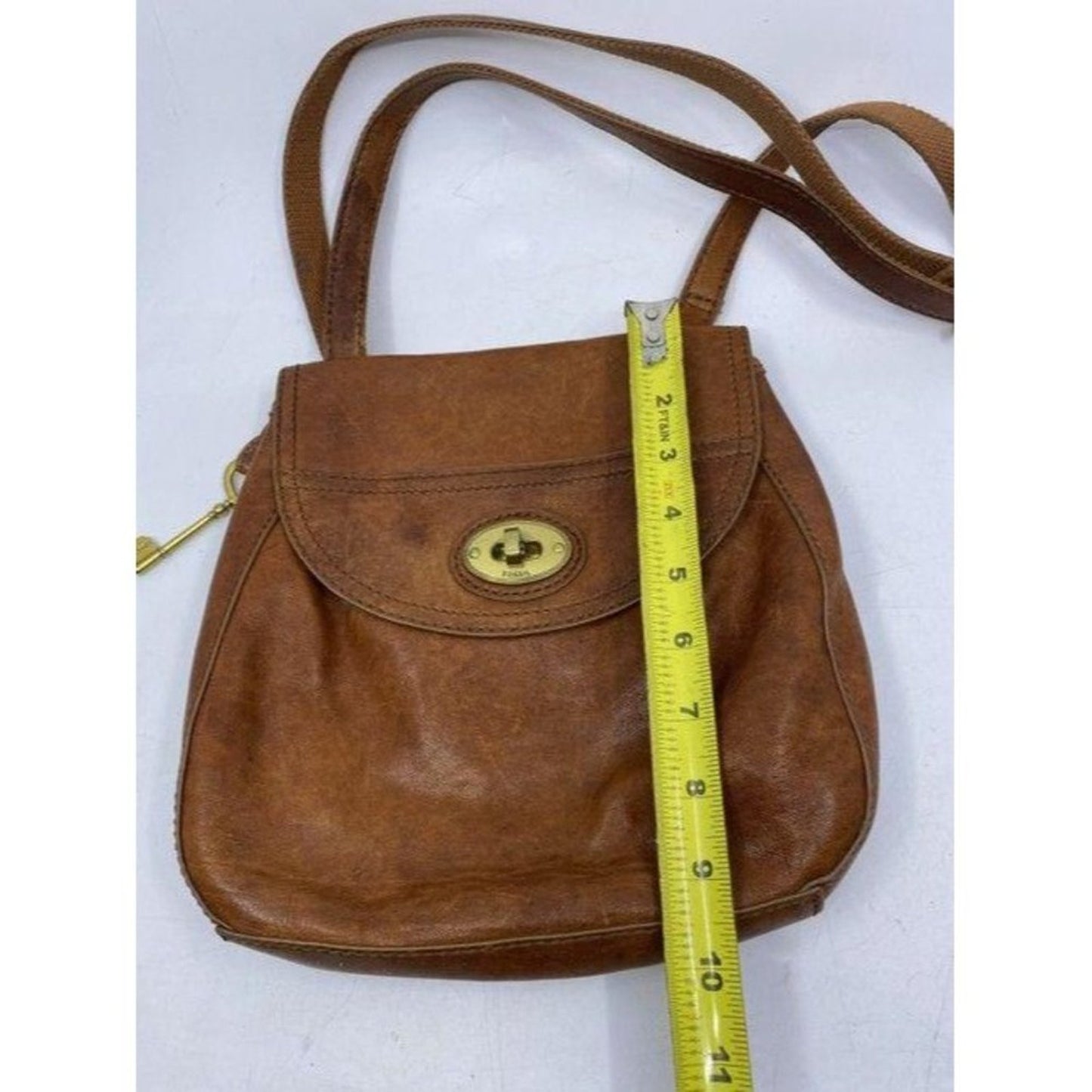 Fossil brown leather shoulder bag