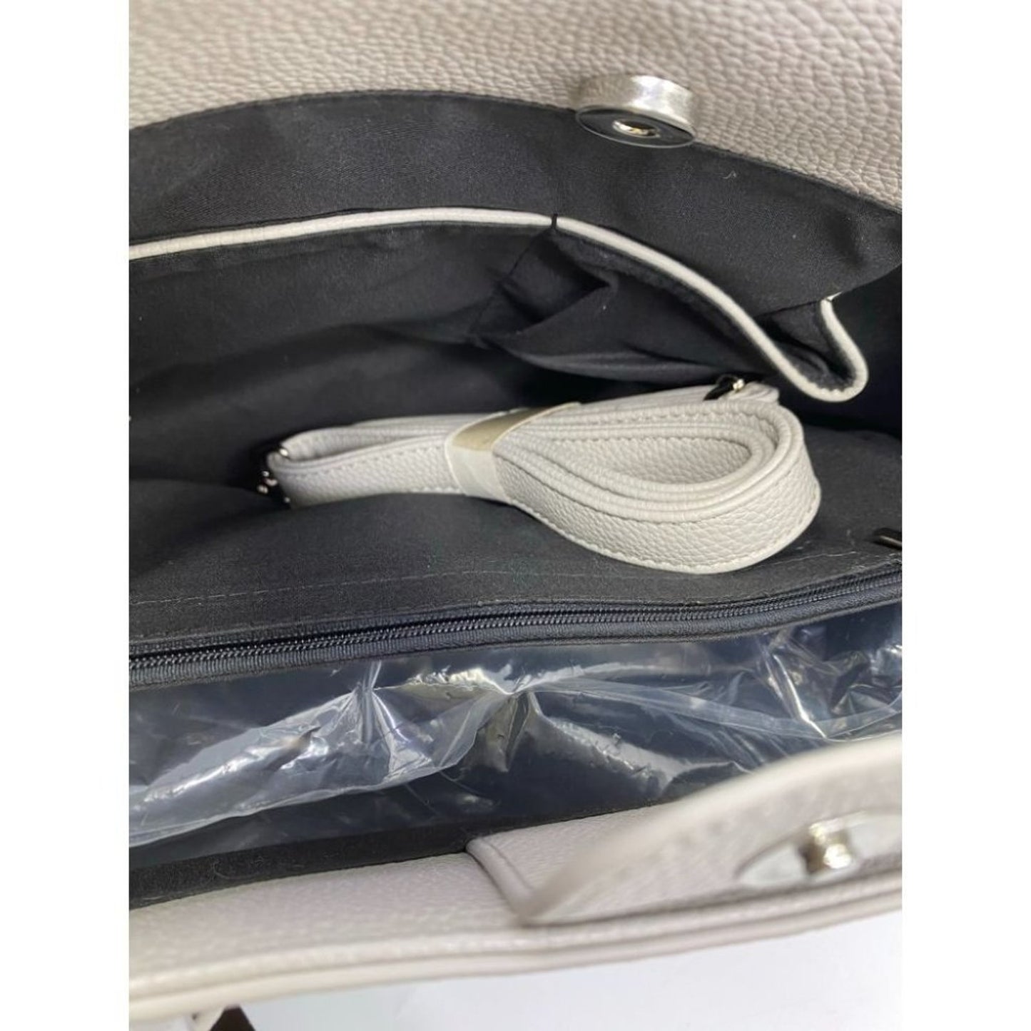 Jessica Moore Gray Large Faux Leather Tote Bag