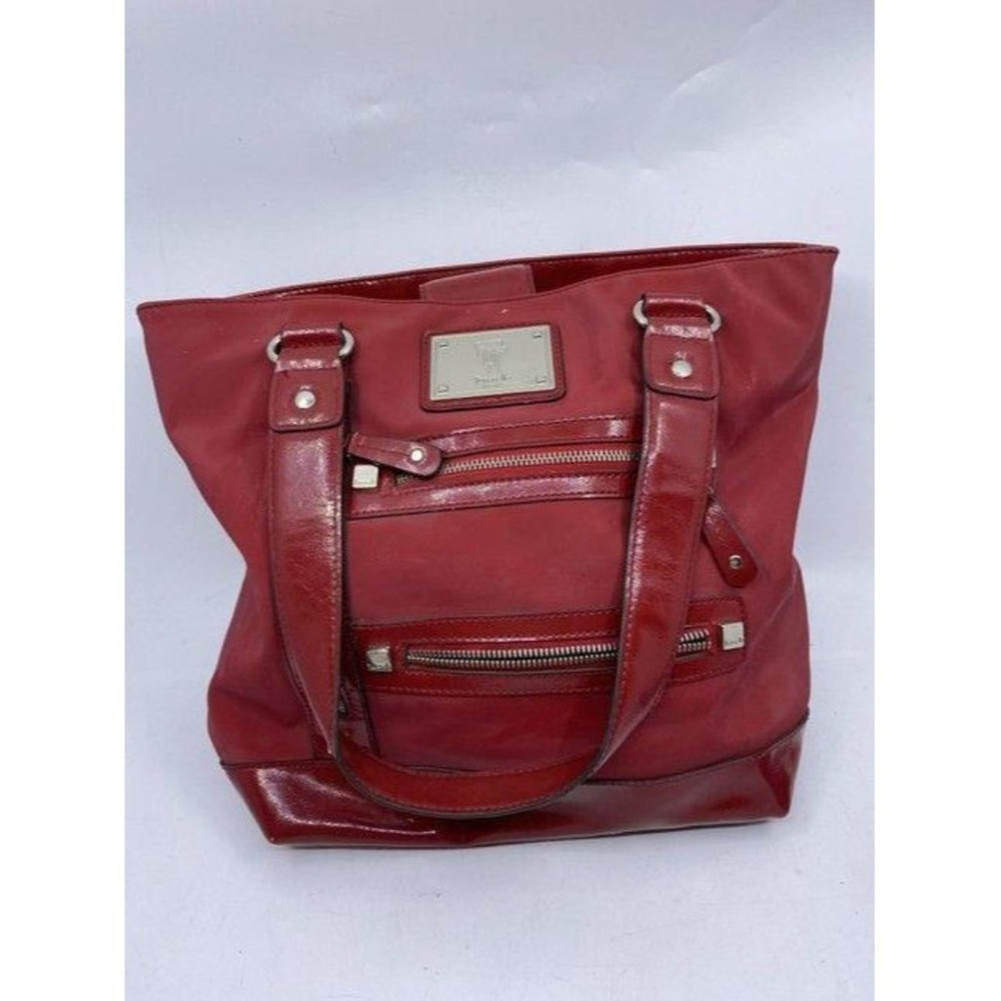 Tignanello Shoulder Bag Red Nylon Fabric Tote