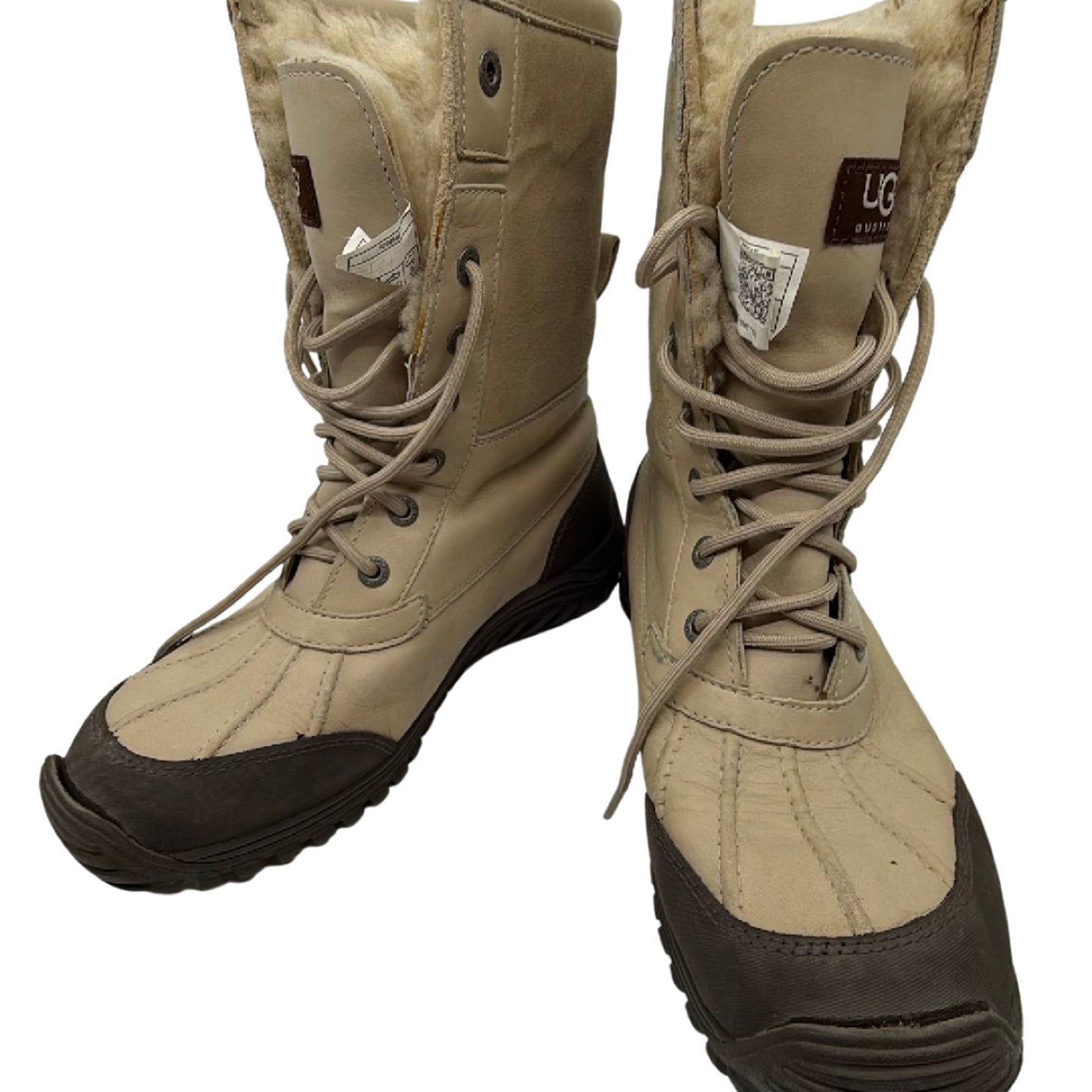 UGG Adirondack II Beige Leather Shearling Boot Size 8