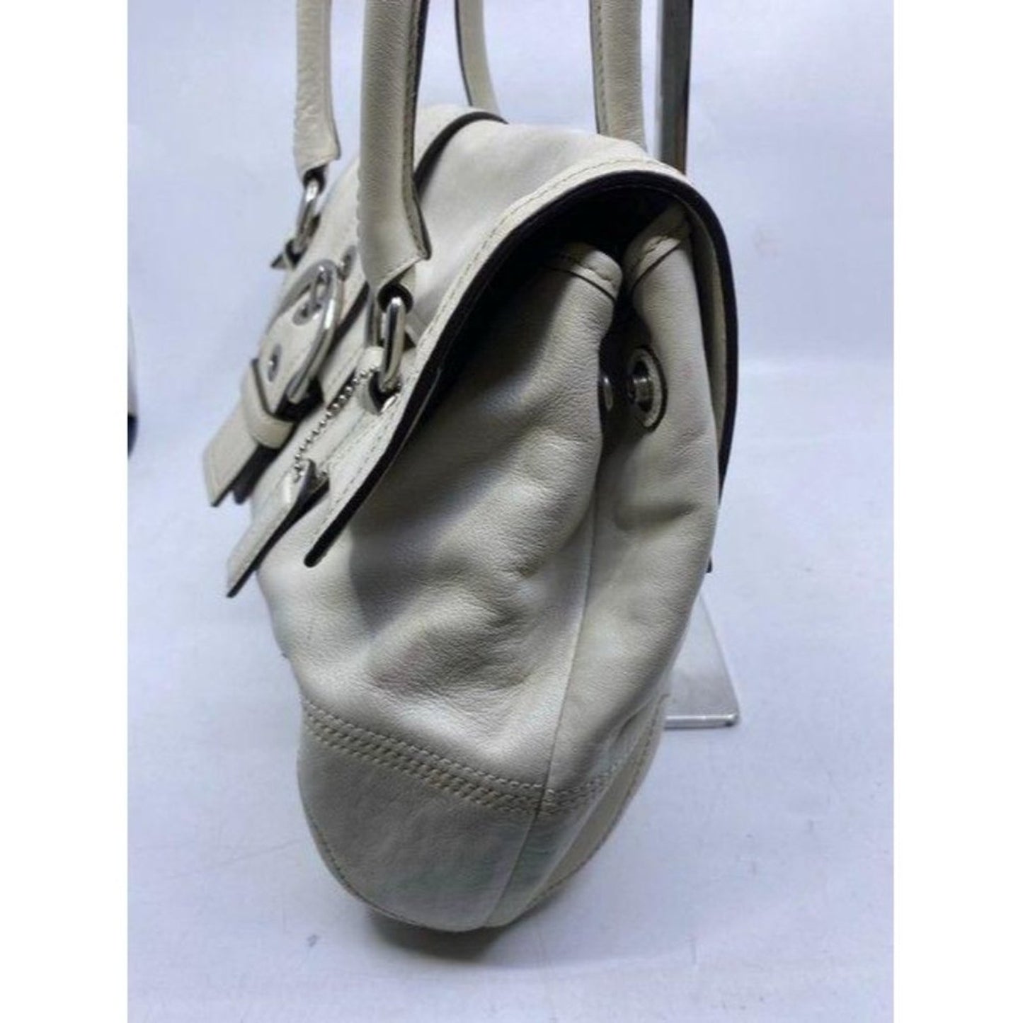 coach medium bag handbag off white leather shoulde