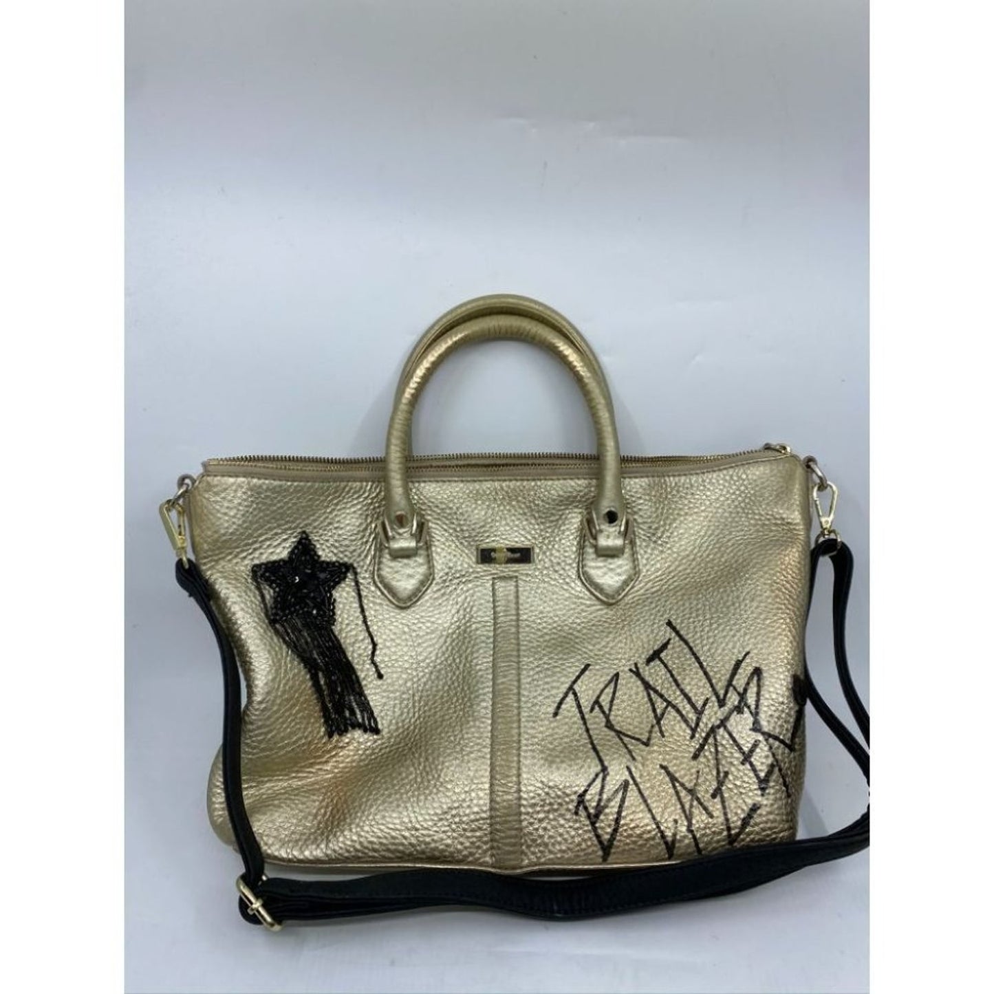 COLE HAAN Tote Bag Gold Customized w Graffiti