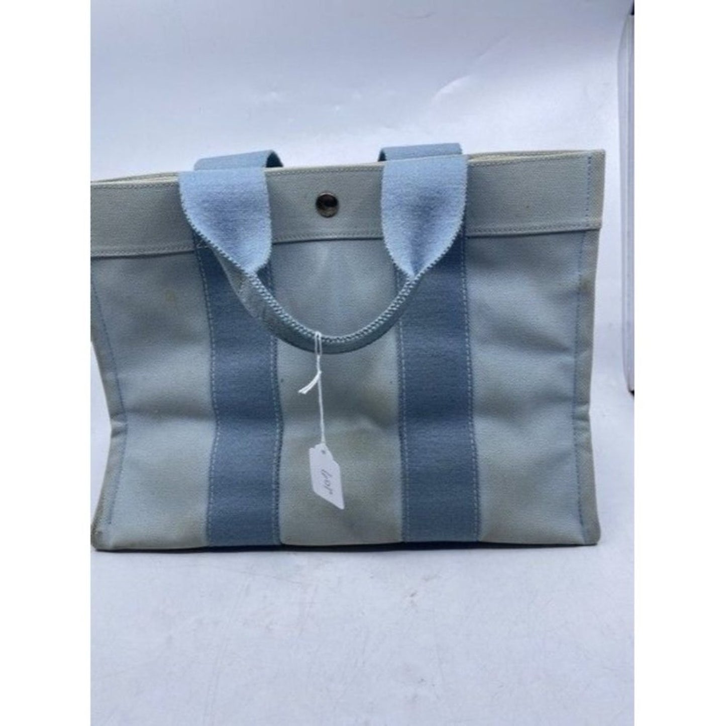 Hermes Deauville Toile Plage Mm Blue Cotton Tote