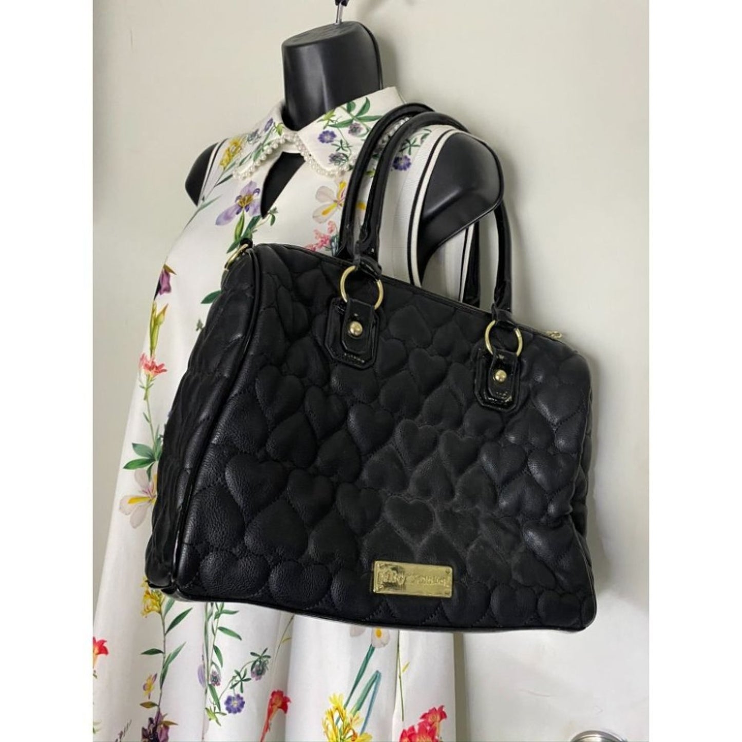 BETSEY JOHNSON Faux Leather Embellished Tote Bag