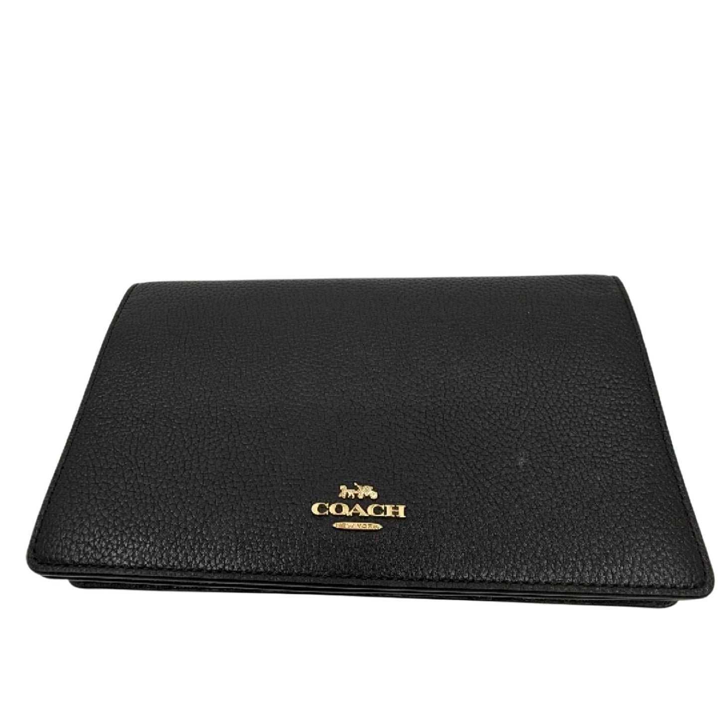 Coach Black Pebbled Leather Wallet on Chain