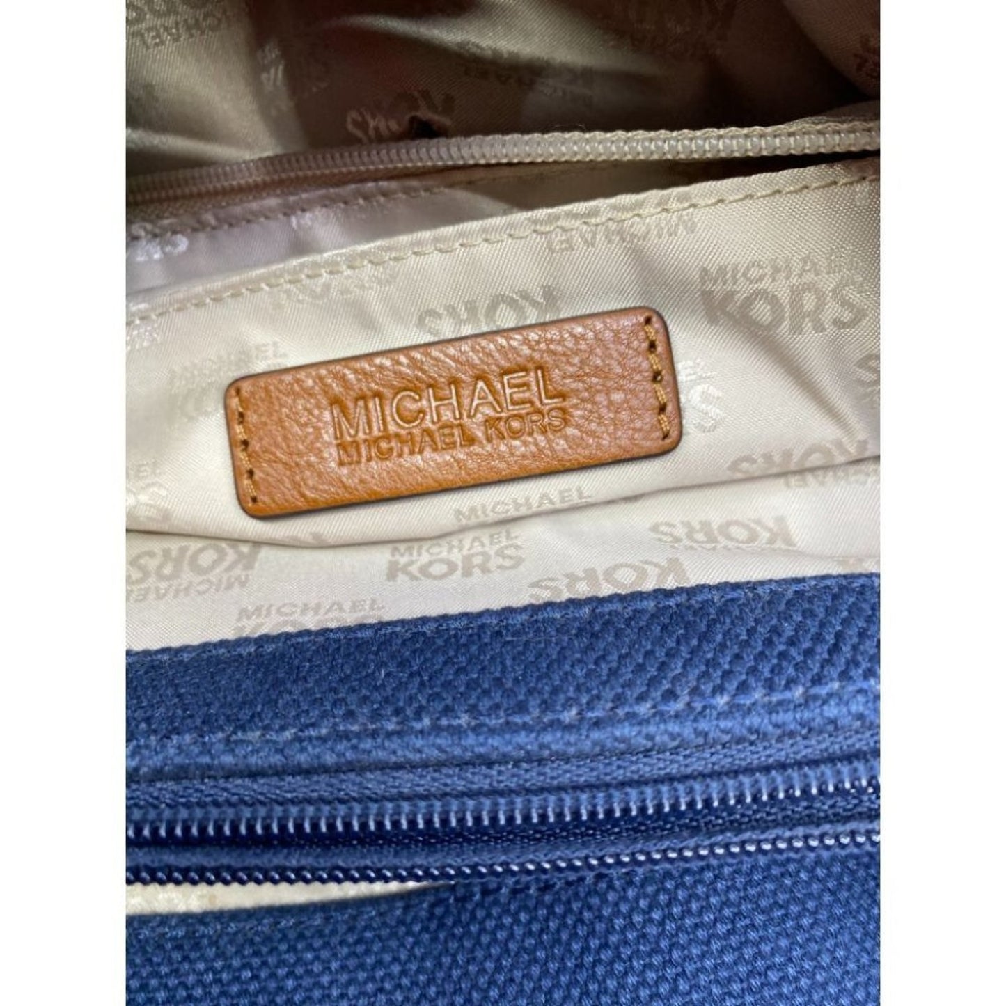 MICHAEL KORS Blue Inter Woven Canvas Shoulder Bag