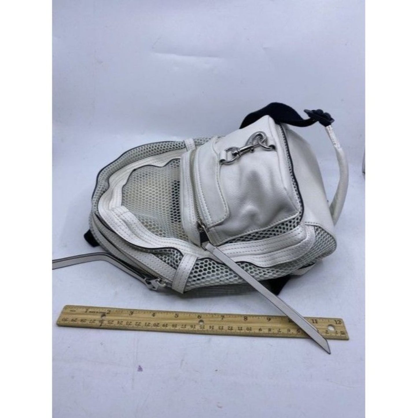 Rebecca Minkoff Net Mini Mab White Leather Backpack