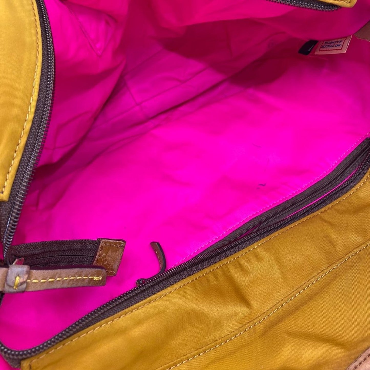 Dooney & Bourke XL Yellow Brown Nylon Shoulder Bag