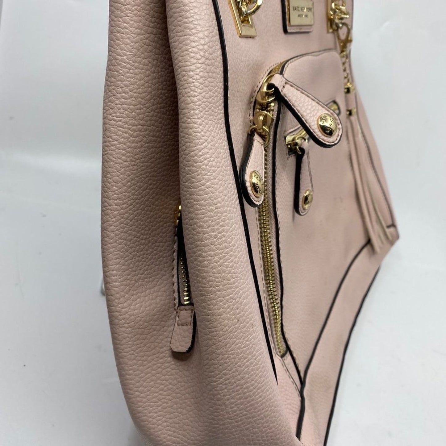 Andrew Marc Cream Leather Tote Bag