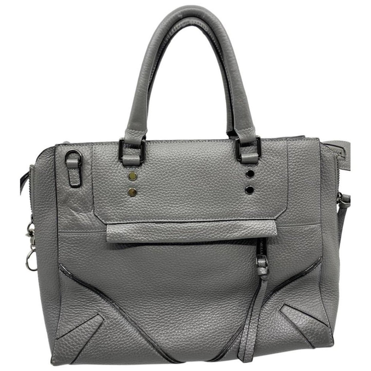 Sorial Gray Grain Leather Handbag