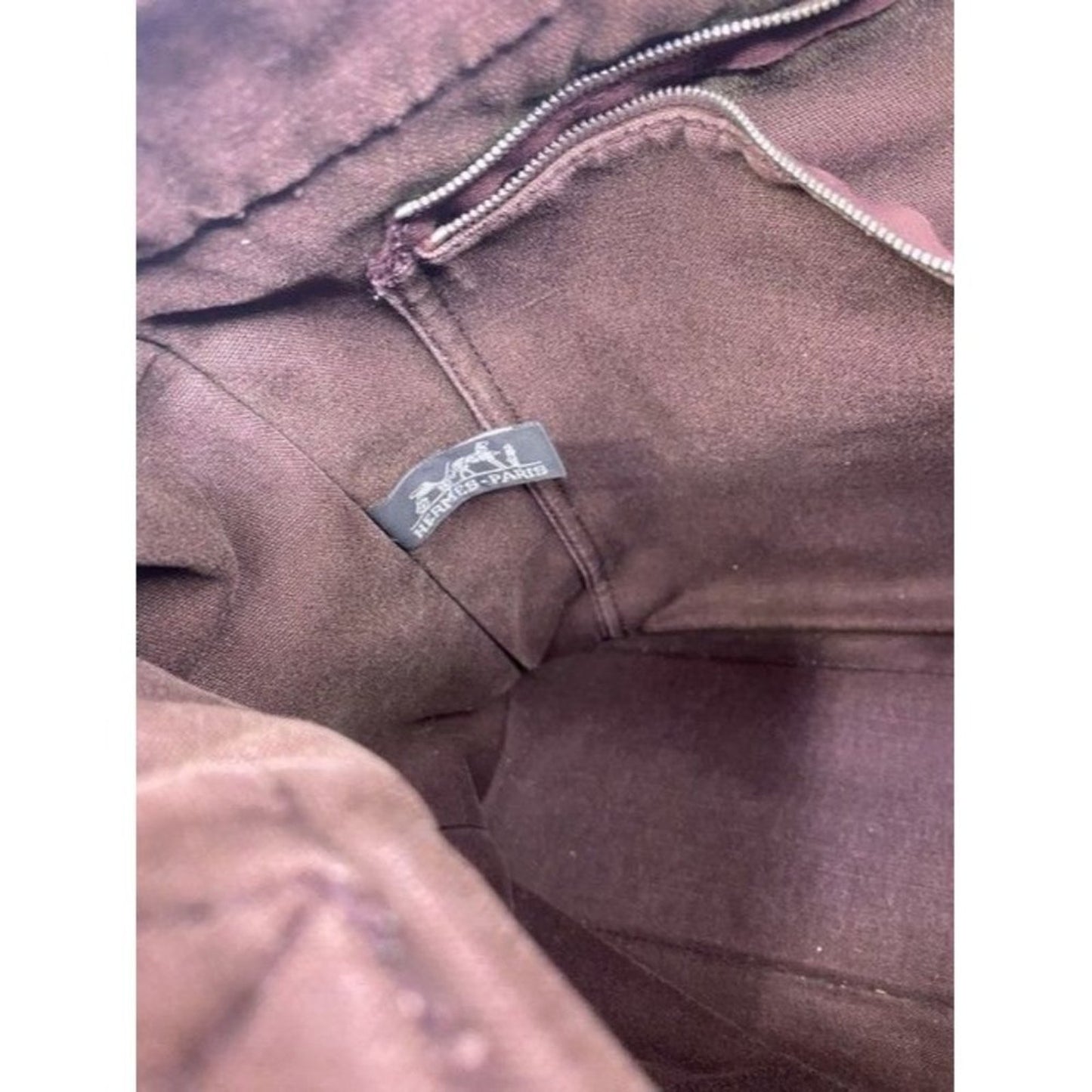 Hermes Toile Fourre Tout Mm Burgundy Fabric Tote