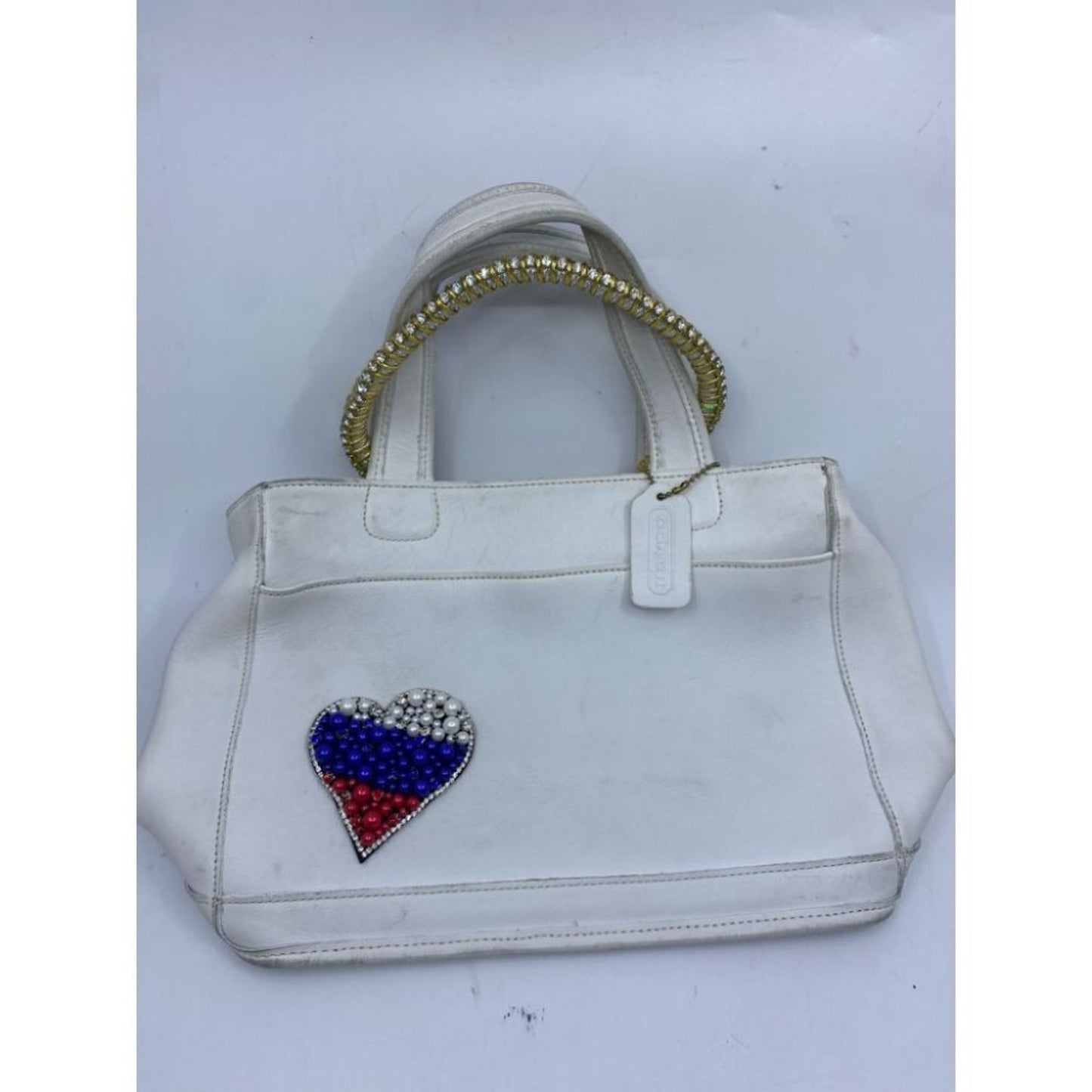 Coach Handbag White Customized with Applique