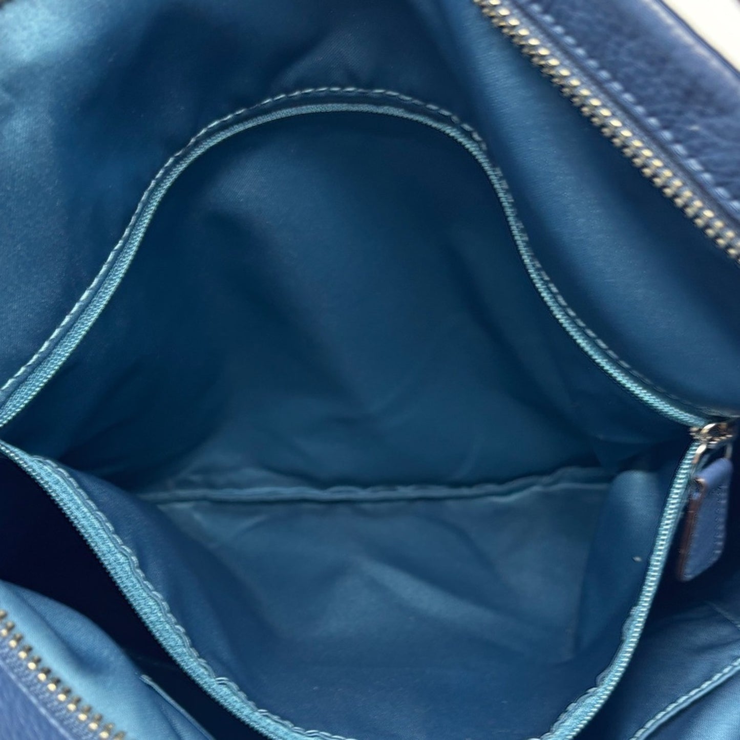 Blue Leather Shoulder Bag