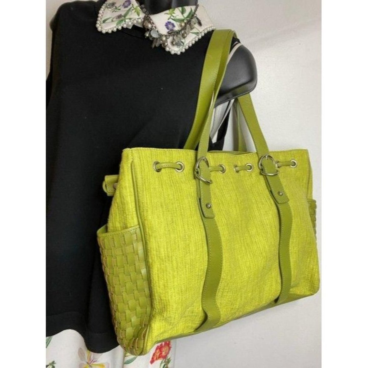 kenneth cole bag green fabric tote