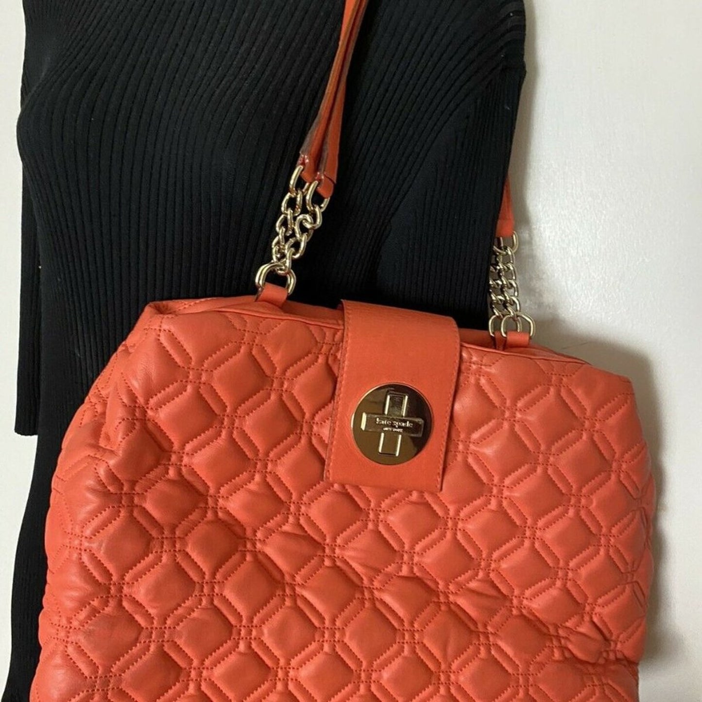 Kate Spade Orange Leather Tote Bag